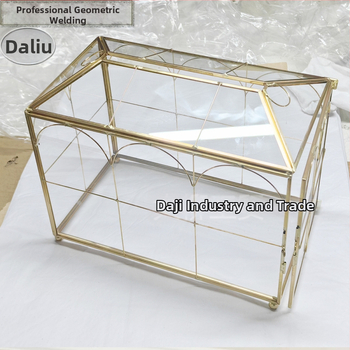 Γεωμετρικό γυάλινο κουτί αποθήκευσης προσκλήσεων γάμου με αναδιπλούμενο καπάκι