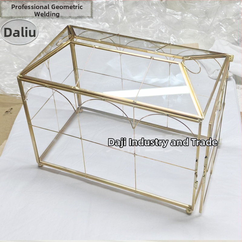 Геометрична стъклена кутия за сватбени карти с отварящ се капак