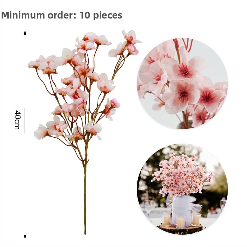 Pusheng plastikinių šakų su dirbtiniais persikų žiedais vestuvėms, lauko erdvei, nuotraukų rekvizitams ir namų dekorui