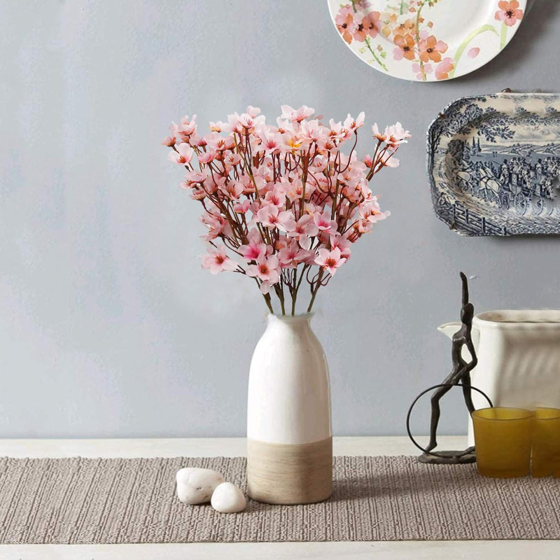 Pusheng plastikinių šakų su dirbtiniais persikų žiedais vestuvėms, lauko erdvei, nuotraukų rekvizitams ir namų dekorui