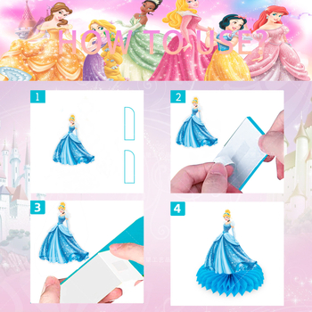 Επτά Πριγκίπισσες: Καρτούν Διακόσμηση Τραπεζιού Από Χαρτί Με Κυψελοειδές Σχήμα Για Γενέθλια