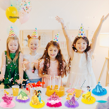 Επτά Πριγκίπισσες: Καρτούν Διακόσμηση Τραπεζιού Από Χαρτί Με Κυψελοειδές Σχήμα Για Γενέθλια