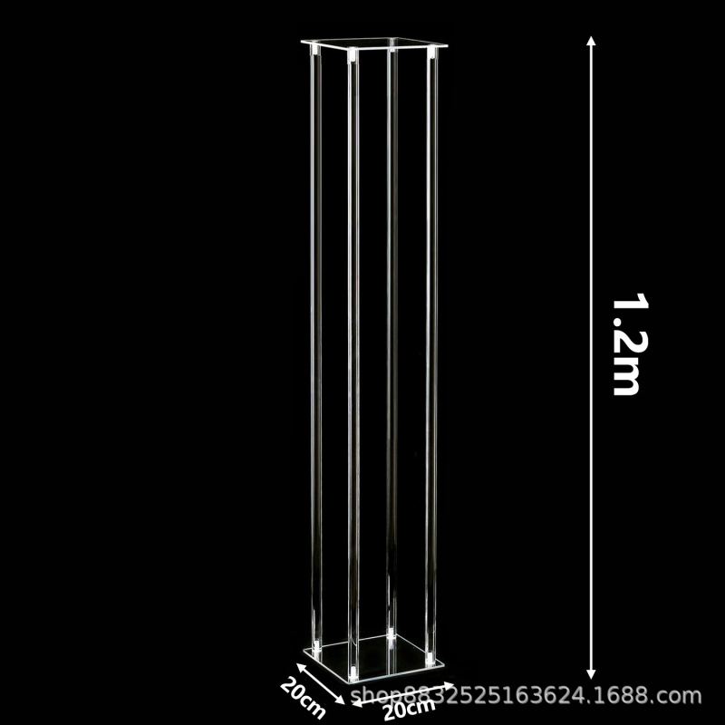 Accesorii de nuntă din acril: suport pentru flori, decor de scenă transparent și aranjament de spațiu