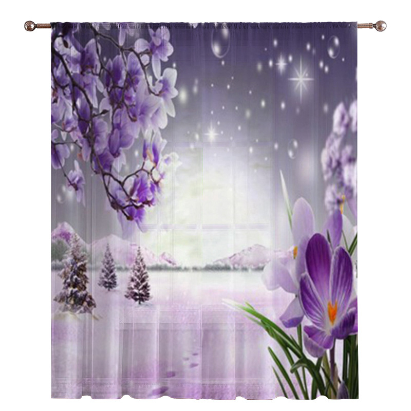 Poliesterinė užuolaida su sniego raštu, skaitmeninė spauda, pusiau šešėlinis 40–70%, tinkama svetainei, miegamajam, studijai, įėjimui