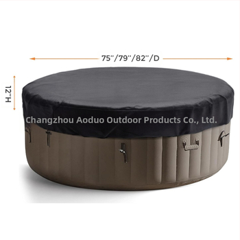 Ārējais apaļais vannas vāks no Oxford auduma; ūdensizturīgs, sniega izturīgs, putekļu un saules aizsardzība; paredzēts ārējai lietošanai; ar drukāto logotipu pielāgotais