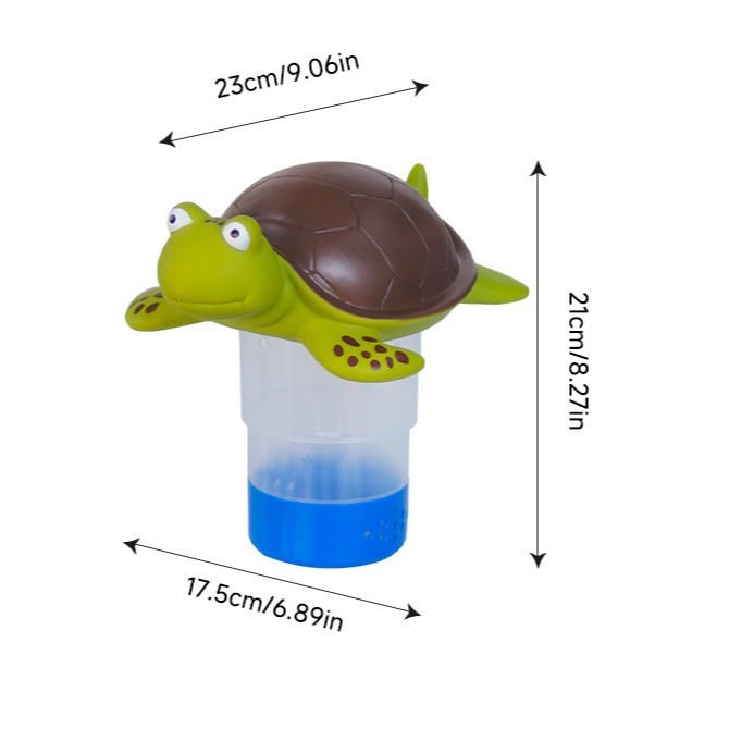 Felfújható medence adagoló és tisztító kiegészítő készlet teknős fej, flamingó és kacsa formákkal; anyagok: PP, UV-álló PVC, ABS; márka Beautiful pool cleanser