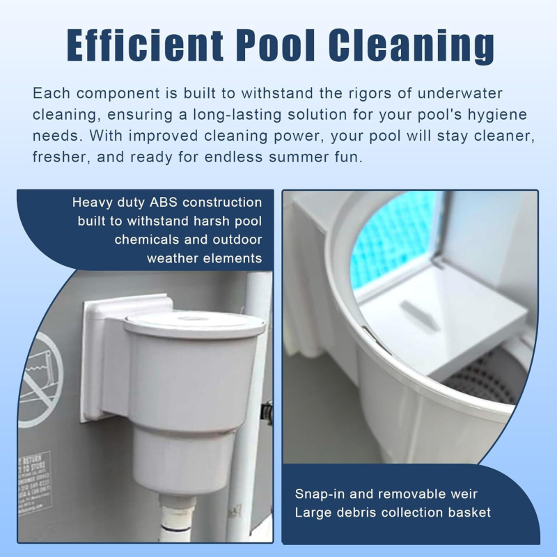 Стенно скимер за басейн — ABS материал; съвместим с отвори по стената на басейна; замяна за SP1091LX подов скимер; подходящ за надуваеми басейни