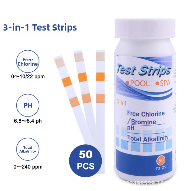 pH test popierius baseinams ir karšto vandens šaltiniams su likusiu chloru, 7-in-1/6-in-1, modelis TPH02148