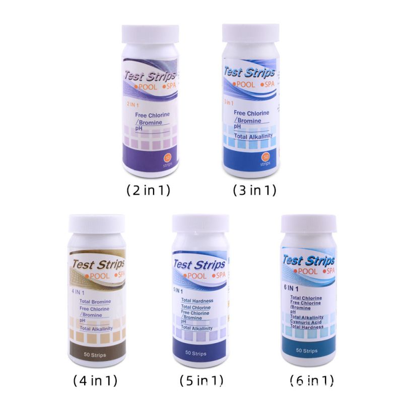 pH test popierius baseinams ir karšto vandens šaltiniams su likusiu chloru, 7-in-1/6-in-1, modelis TPH02148