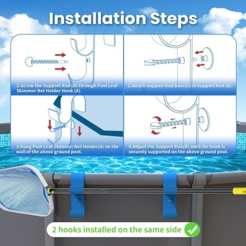 Εξωτερικός πλαστικός στηρίγμα πισίνας με διπλό γάντζο, σταθερή υποστήριξη, μέγιστο φορτίο 1–3 κιλά