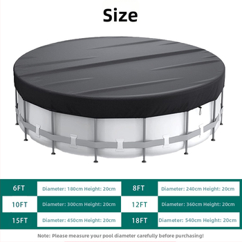 Apaļš baseina pārklājs, izturīgs pret putekļiem un lietu, UV izturīgs, 210D pārklājums, ārējai lietošanai
