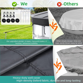 Apaļš baseina pārklājs, izturīgs pret putekļiem un lietu, UV izturīgs, 210D pārklājums, ārējai lietošanai