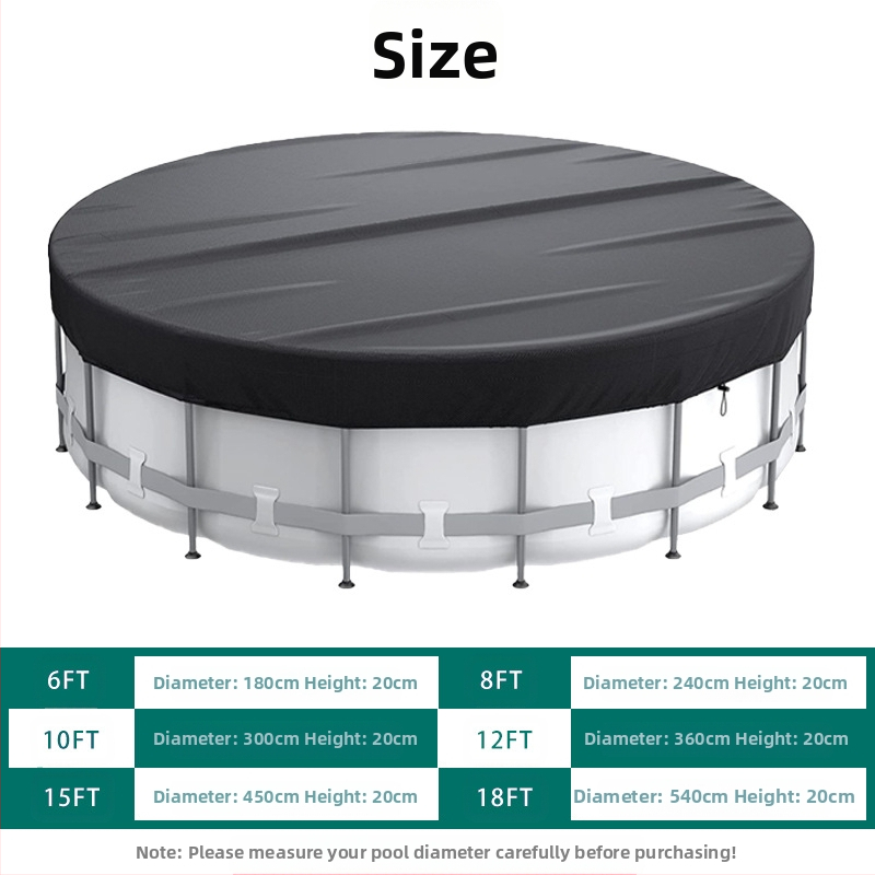 Кръгло покривало за басейн, прахоустойчиво и водоустойчиво, слънцезащитно, за външно ползване, 210D покритие