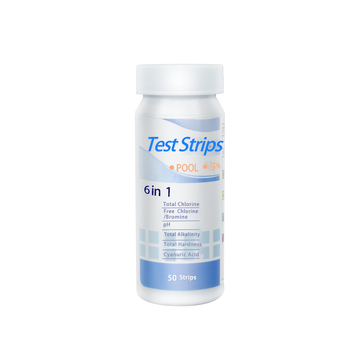 6 az 1-ben medencevíz-tesztpapír pH, összes klór, maradék klór, összes lúgosság és cyanuric acid