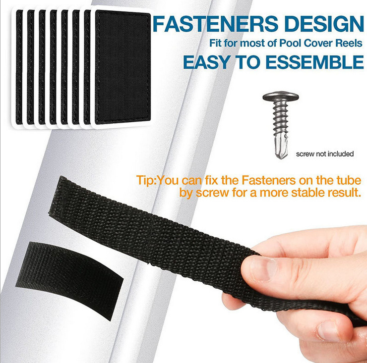 Σετ ρολού ηλιακού καλύμματος πισίνας με σχοινί πρόσδεσης και ιμάντες σύσφιξης