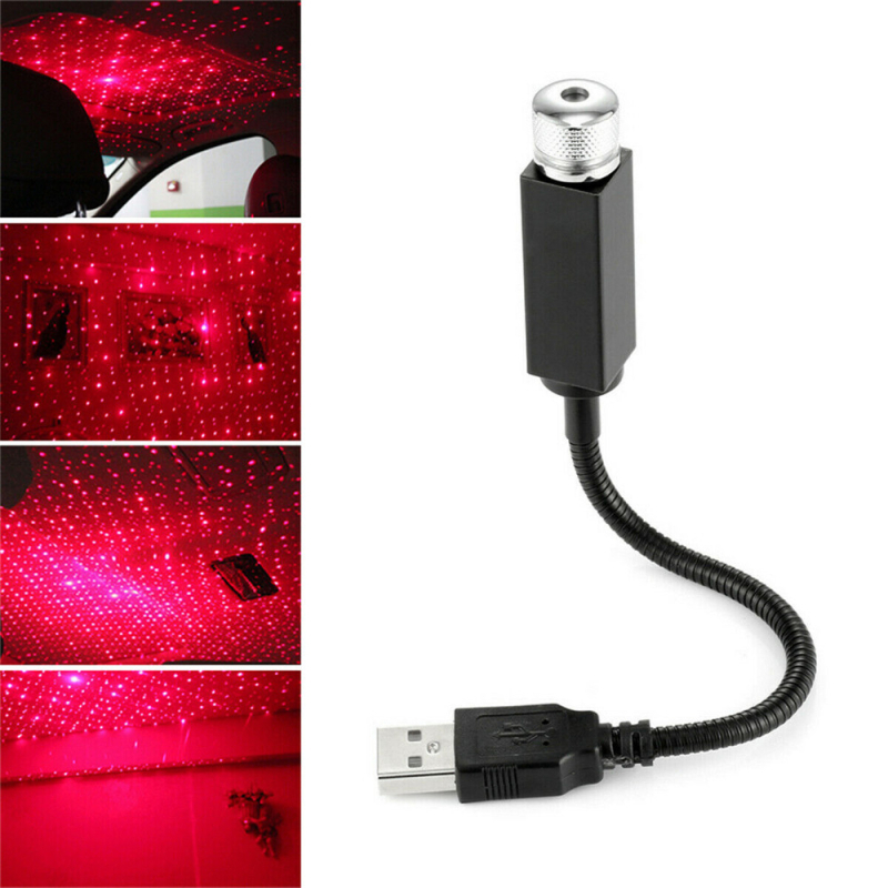 LED φωτιστικό οροφής αυτοκινήτου USB Full Star – προβολή λέιζερ με αστέρια στον ουρανό, αλουμινένιο περίβλημα, 5V, 0.1W
