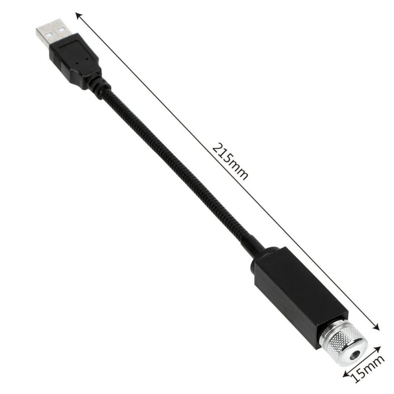 LED φωτιστικό οροφής αυτοκινήτου USB Full Star – προβολή λέιζερ με αστέρια στον ουρανό, αλουμινένιο περίβλημα, 5V, 0.1W