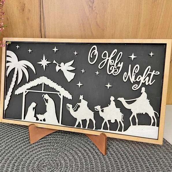 Дървен правоъгълен висящ знак за стена и врата — модерен минималистичен декор