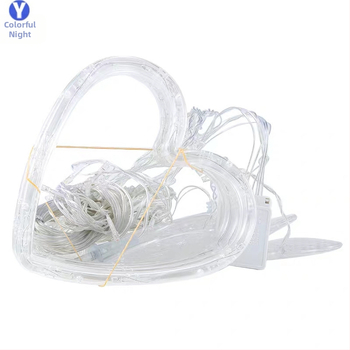 Širdies formos užuolaidų šviestuvai su žvaigždžių elementais – 6W, 220V, IP44, Modelis 000321, CE sertifikuotas