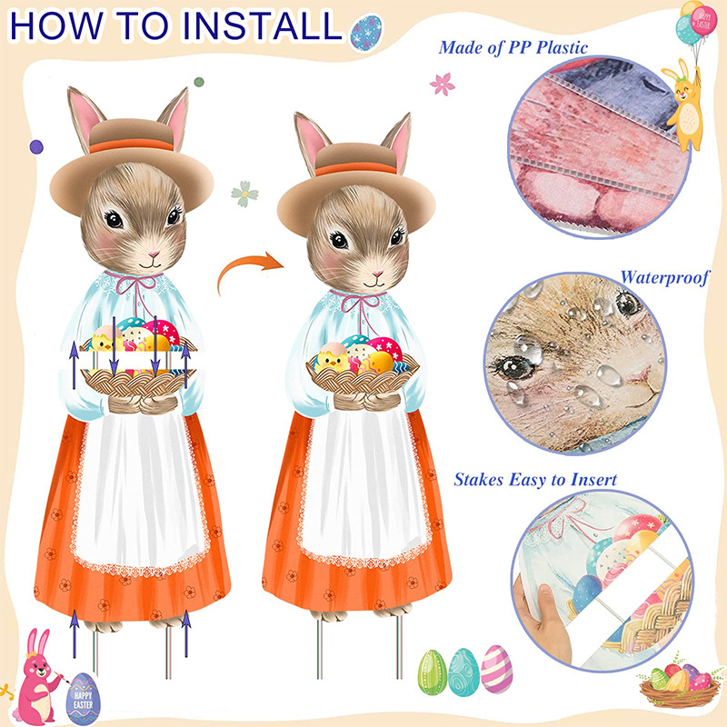 Κήπος Πάσχα: πινακίδα με σχέδιο κουνελιού, Sage zhihui, πάχος 4 mm, προσαρμόσιμο μήκος και πλάτος, διακόσμηση κήπου