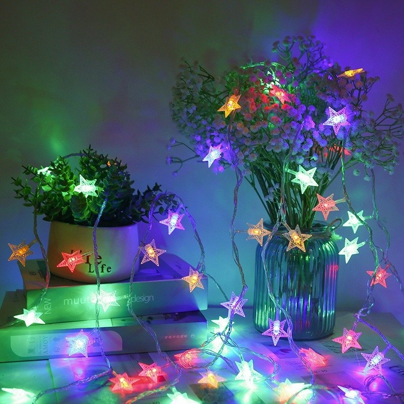 LED Žvaigždžių Eilutės Šviesos, Maitinimas: Baterijos/USB, Mygtuko Valdymas, Šventinei Kambario Dekoracijai, Pritaikomas (Modelis: Star Light)