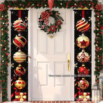 Χριστουγεννιάτικο πανό με ζευγάρι επιγραφών για την πόρτα – μινιμαλιστικό διακοσμητικό σκηνής για τα Χριστούγεννα