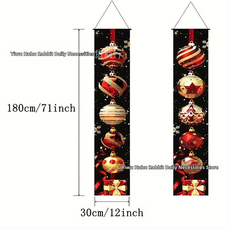 Коледна лента за входна врата с двойни надписи – минималистичен реквизит за сценично оформление