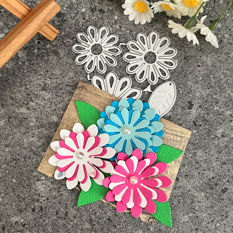 DIY Ștanțe de tăiere: Flori 3D decorative, matriță de embosare din oțel carbon, unealtă metalică cu temă vegetală