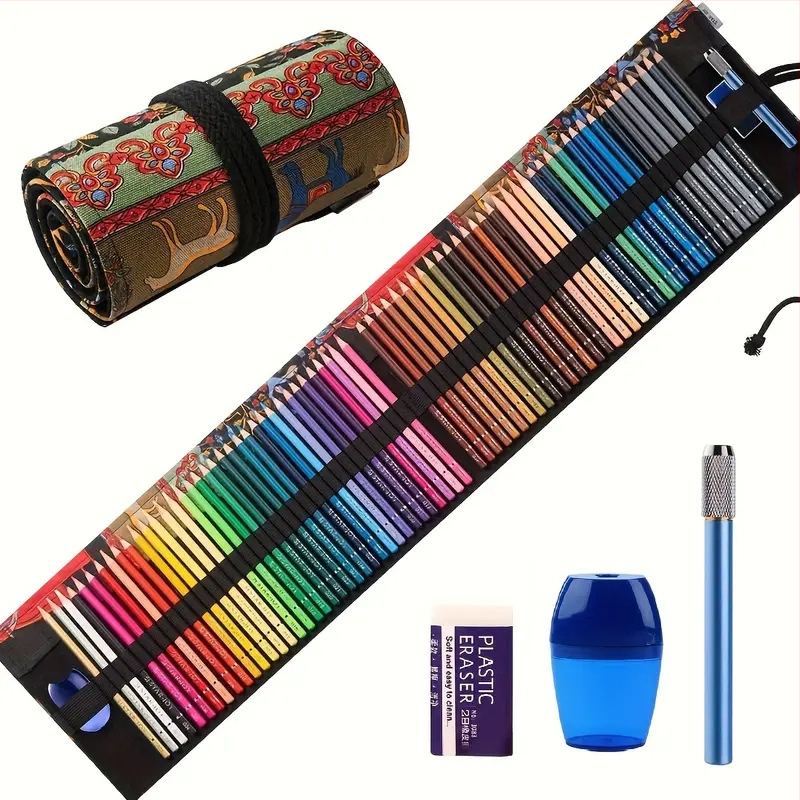72-цветни маслени моливи, кръгъл дървен корпус, за изкуство и рисуване