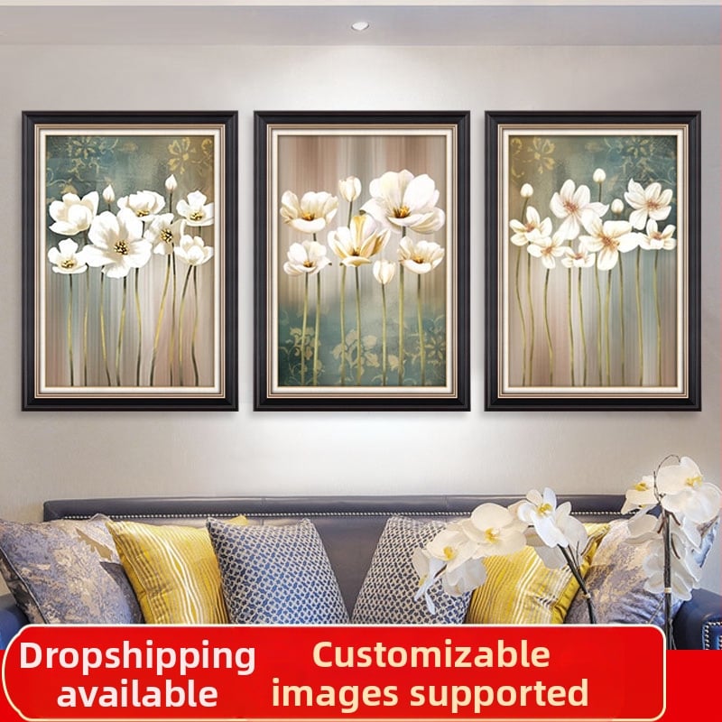 5D диамантена живопис комплект, 3-панелна сцена за хол, модерен минималистичен стил, кръстат бод бродерия