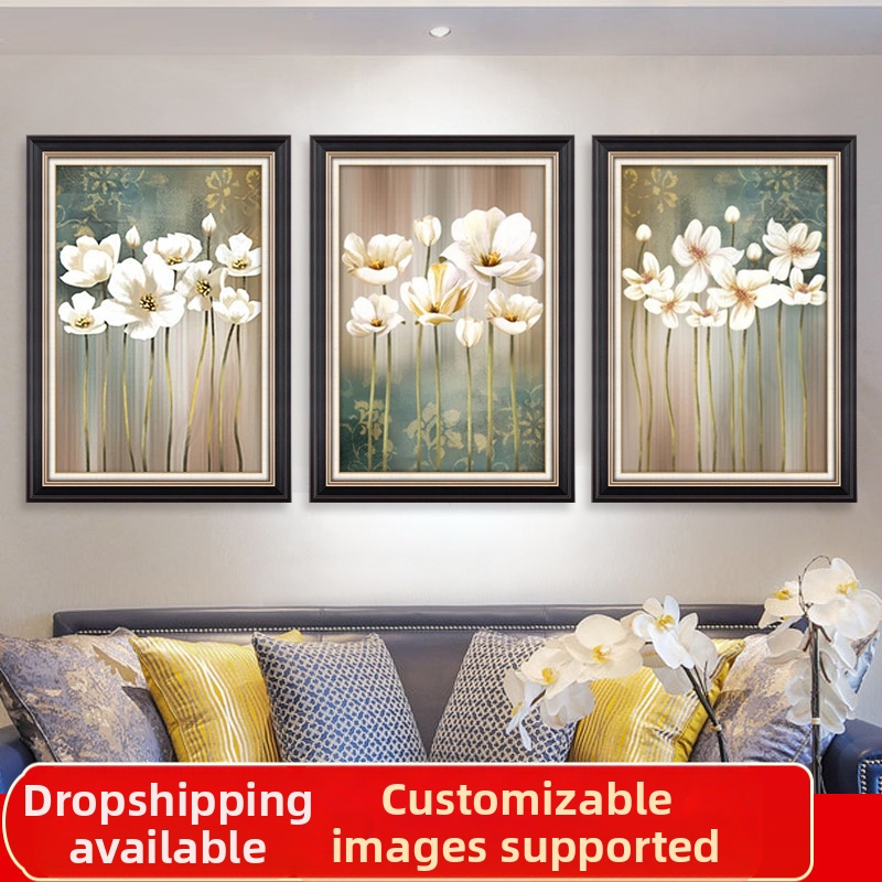 5D диамантена живопис комплект, 3-панелна сцена за хол, модерен минималистичен стил, кръстат бод бродерия