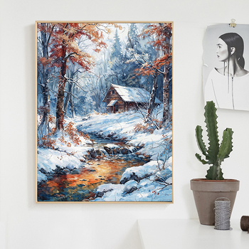 Ръчно рисувана акрилна пейзажна стенна картина, без рамка, модерен минималистичен стил, персонализирана за всекидневни и ресторанти