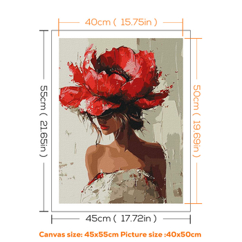 Дигитална маслена картина с момиче и цветя – DIY ръчно рисувана, без рамка, за хол и ресторант, модерен минималистичен стил