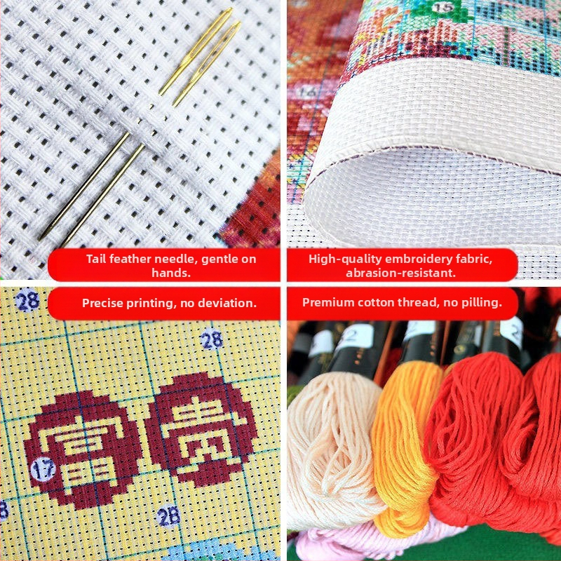 Комплект за кръстосано бродиране – персонажен мотив върху плат 11CT, кръстосано бродиране, модерен минималистичен стил