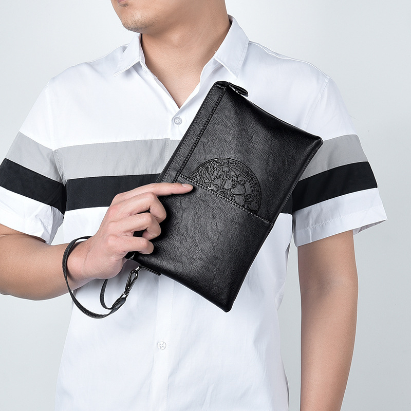 Vīriešu clutch soma, PU āda, ūdensizturīgs, modelis 2005, vienkrāsains dizains, pilsētas stils