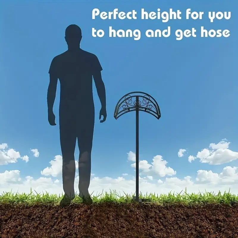 Kerti tömlő tároló állvány, vasból, mozgatható, talajra szerelhető, modern minimalist stílus, egyszintes