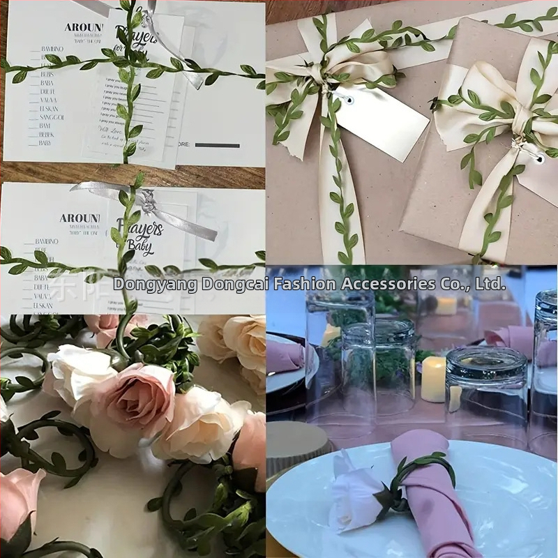 Dongcai polyesterová páska s listovým vzorom – na svadby a darčeky, pre DIY remeslá, kytice, balenie darov, domáce dekorácie