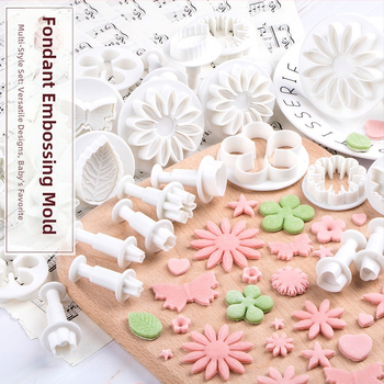 Fondantiniams tortų formų rinkinys su Daisy ir Butterfly presavimo formomis — 33 vnt., PP, kepimui, nestandartiniai formatai