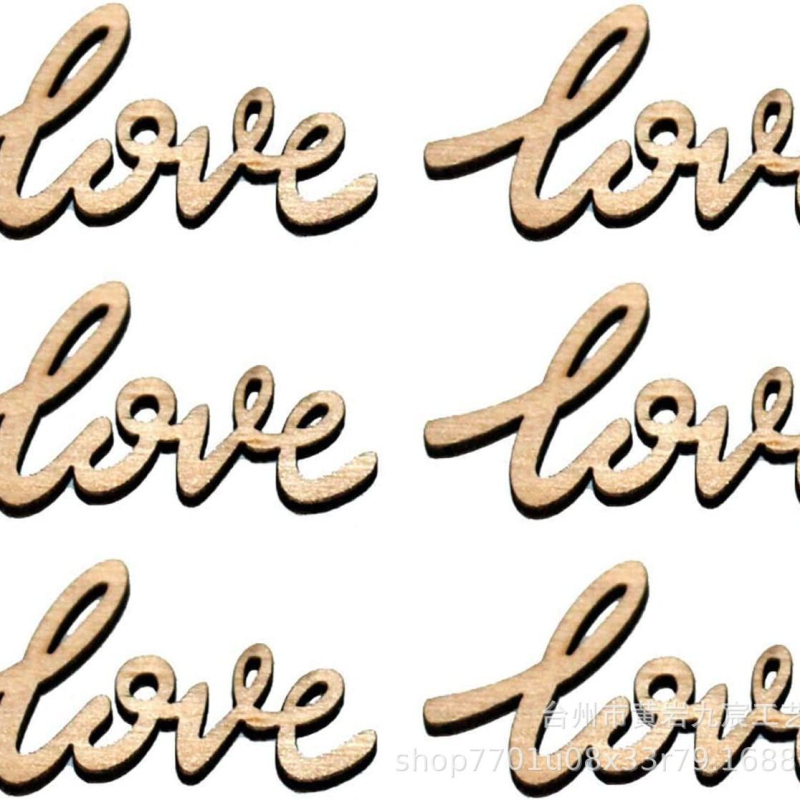 Fából készített kézműves medál - üreges lézeres kivágás LOVE betűkkel, Valentin-napi dekoráció