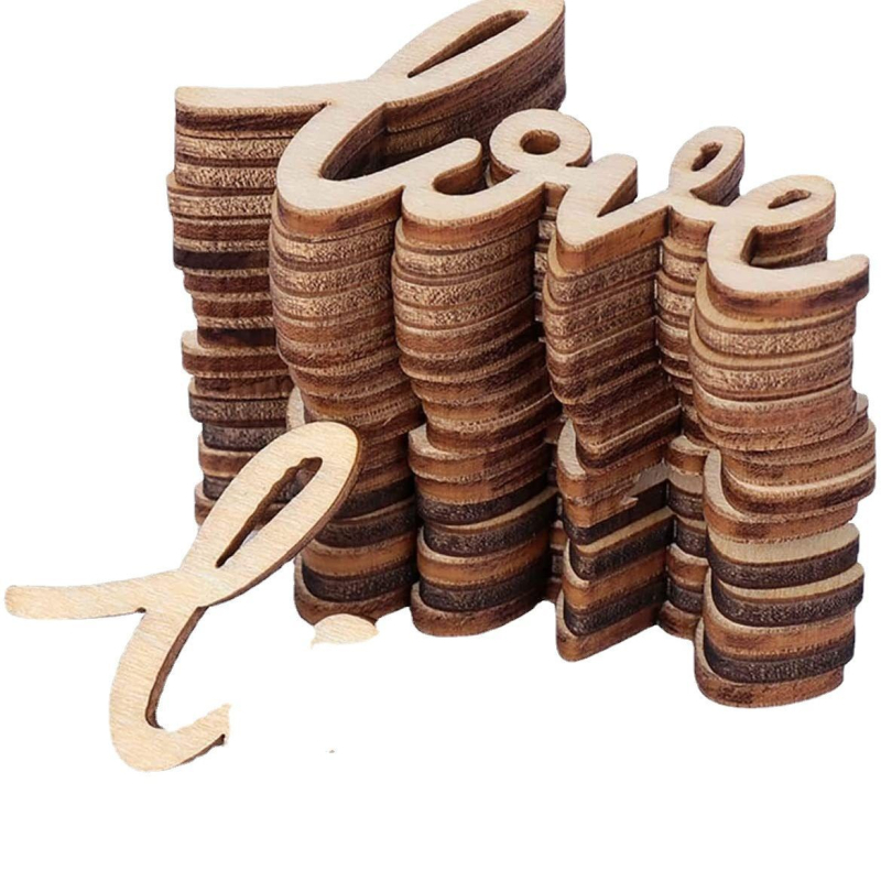 Fából készített kézműves medál - üreges lézeres kivágás LOVE betűkkel, Valentin-napi dekoráció