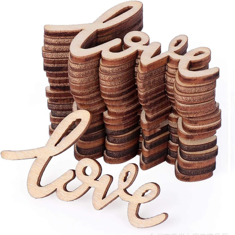 Fából készített kézműves medál - üreges lézeres kivágás LOVE betűkkel, Valentin-napi dekoráció