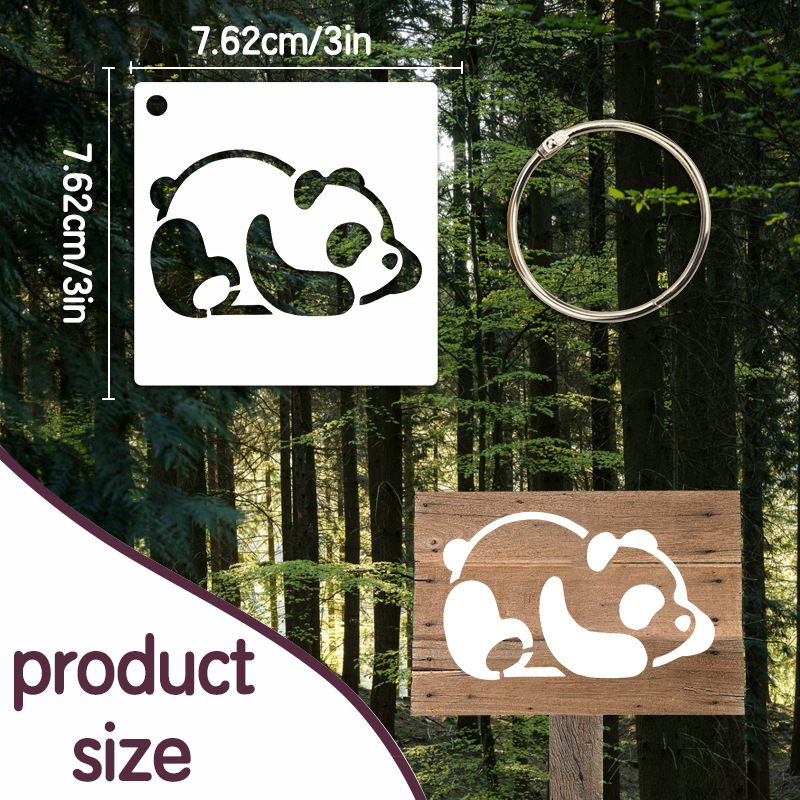 DIY piešinio šablonai su miško gyvūnų tema, 100 vnt., PET, pakartotinai naudojami, lengvai valomi