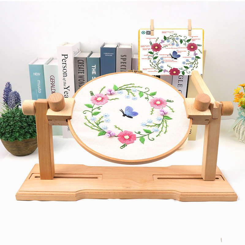 Állítható bükkfa asztali hímzőkeret keresztszemeshez, többfunkciós