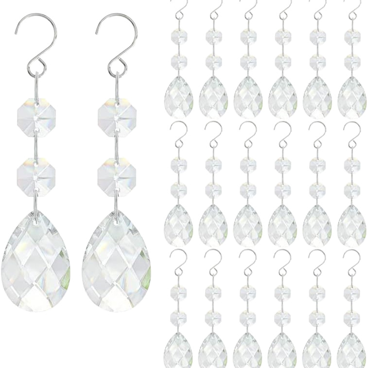 Акрилни кристални мъниста във формата на водни капчици, 20 броя, за украса на сватби и събития, висящи висулки за полилей
