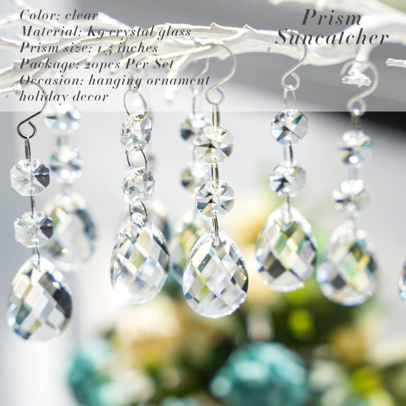 Акрилни кристални мъниста във формата на водни капчици, 20 броя, за украса на сватби и събития, висящи висулки за полилей