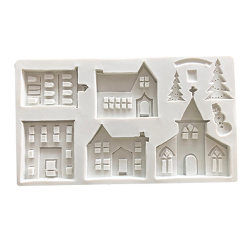 Σιλικονούχα φόρμα φοντάν για χριστουγεννιάτικο δέντρο, κάστρο και εξοχικό – φόρμα διακόσμησης τούρτας