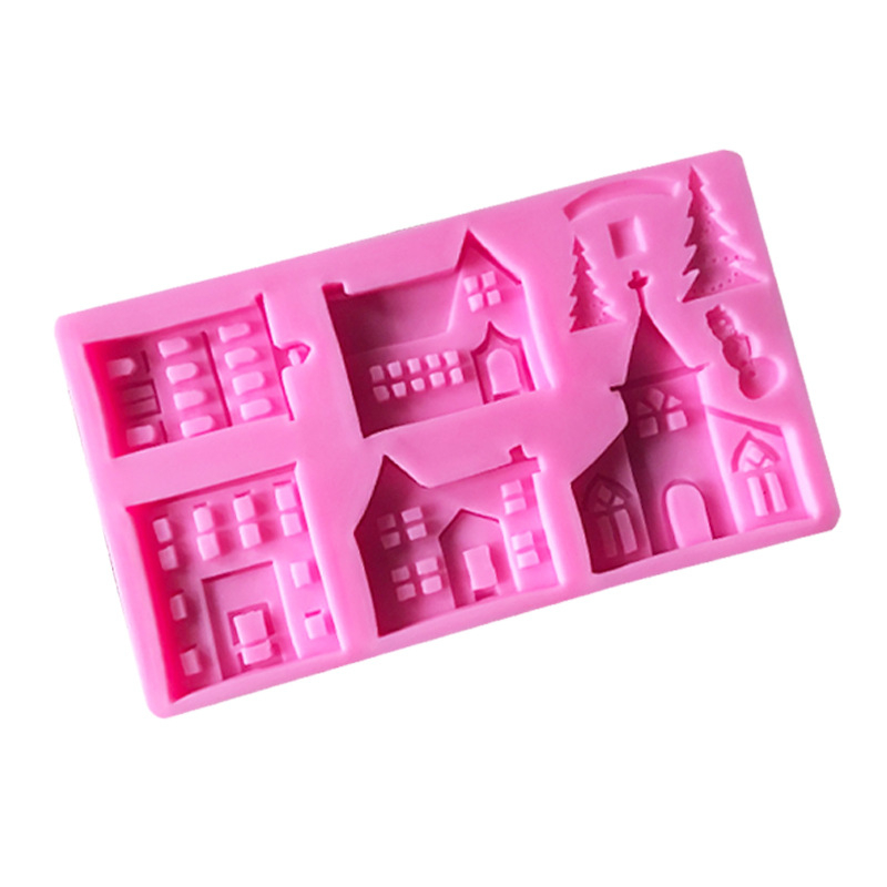 Szilikon fondant forma karácsonyfa, kastély és házikó alakokhoz – tortadíszítő forma