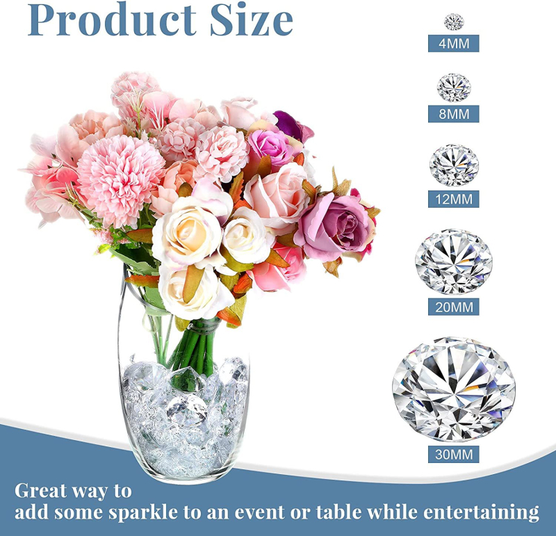 Разпръскващи мънини за сватбена маса – прозрачни акрилни камъни, електроплатиран завършек, пластмаса/смола