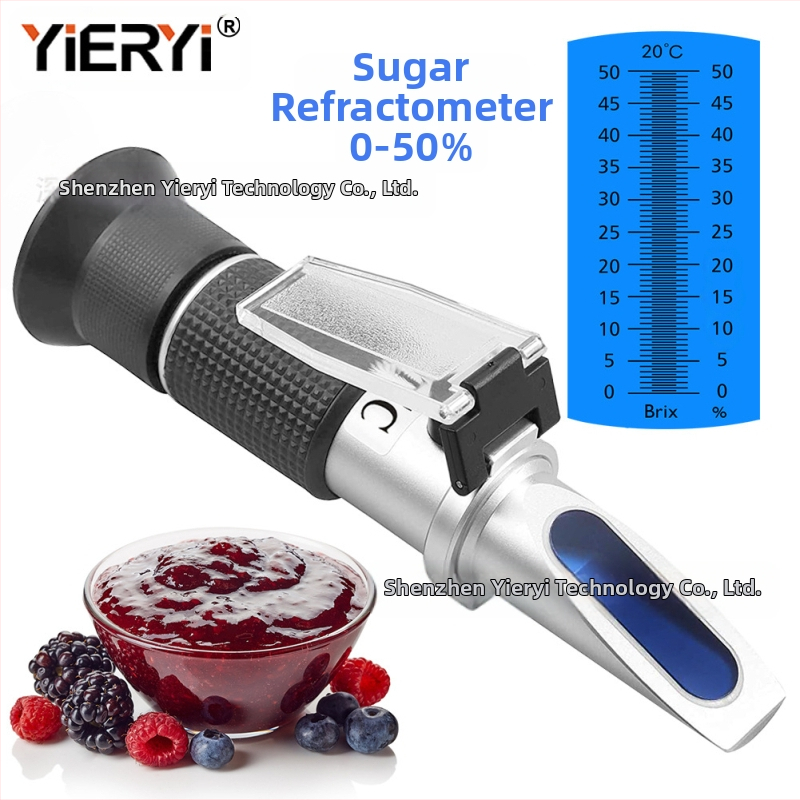 Портативен рефрактометр за захарно съдържание, обхват 0-50%, модел THE01524B, ръчен захаромер, тегло 240 g