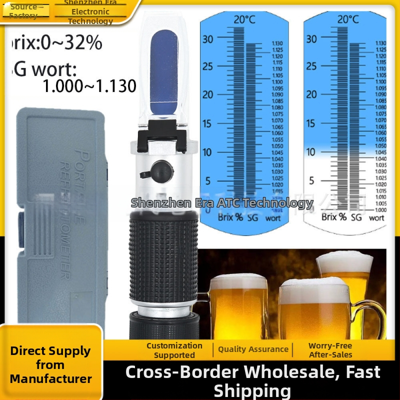 Рефрактометър за сусло на бира, преносим, с двойна скала захар, диапазон 0-32%, модел RF011BX